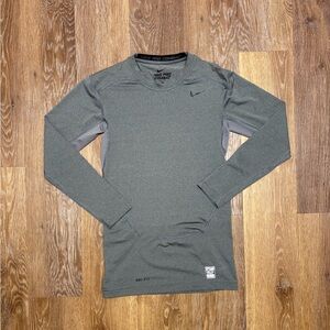 Nike Long-Sleeve Pro Combat Compression Shirt - Heather Gray